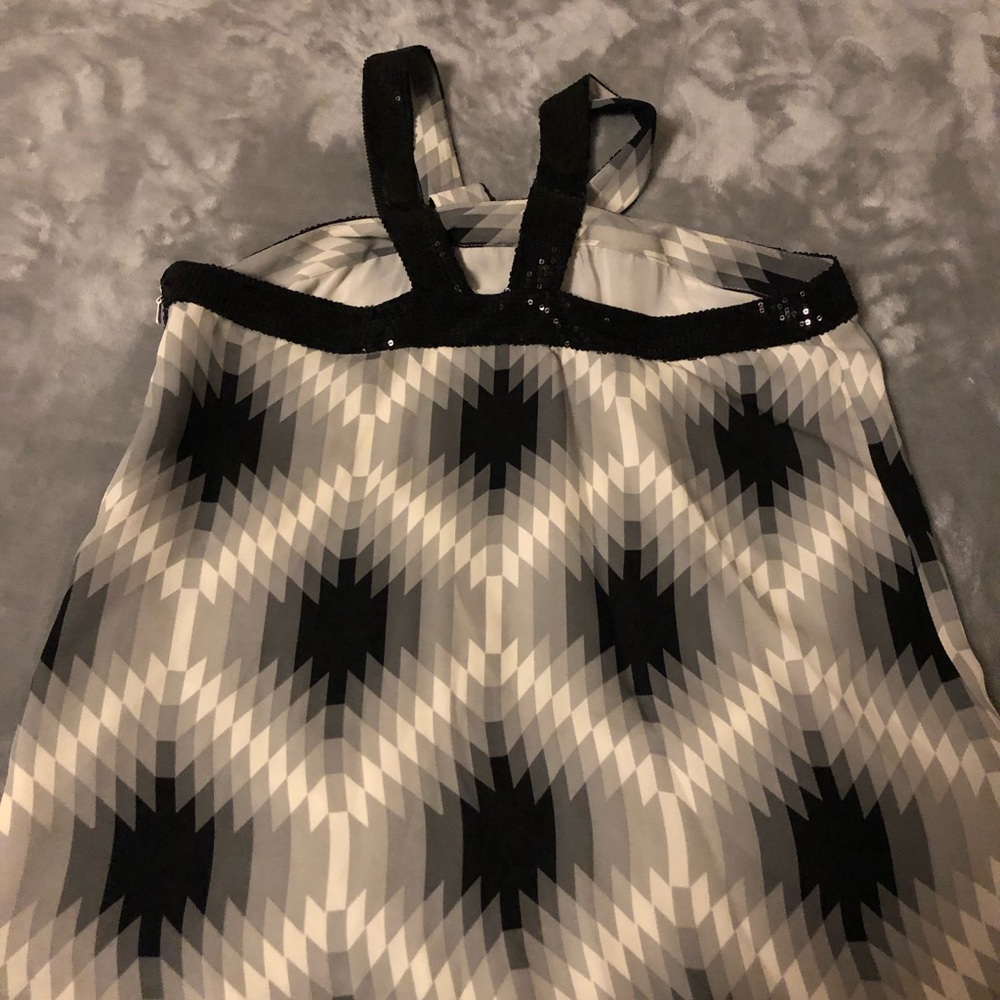 Tory Burch black silk Ikat print tank with sequins - Picture 6 of 7